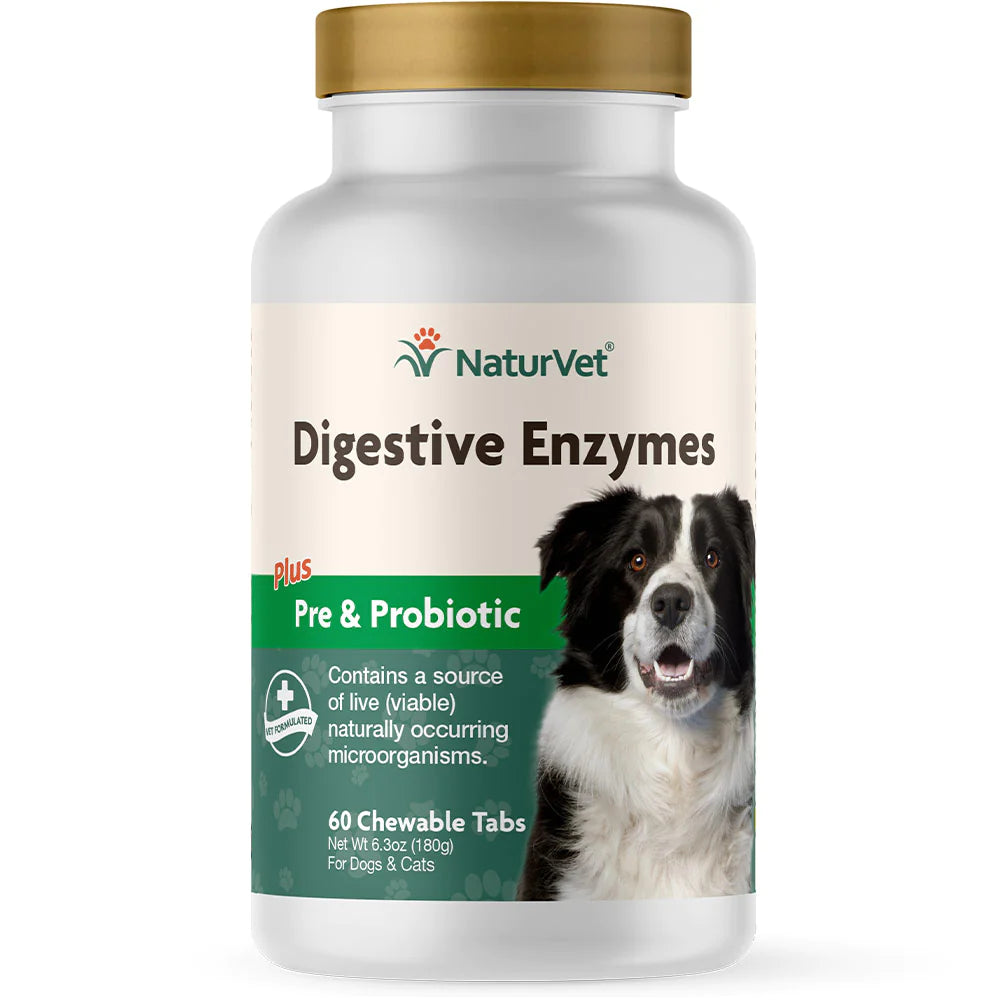 NaturVet Digestive Enzymes plus Pre & Probiotic 60 chewable tabs G&E