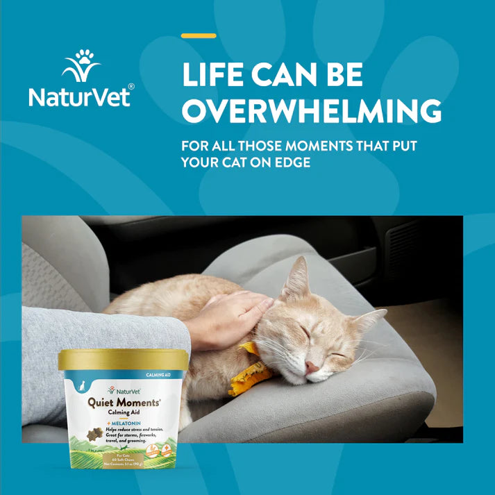 NaturVet Quiet Moments Calming Aid Melatonin for Cats 60 soft chews G E Pharmacy